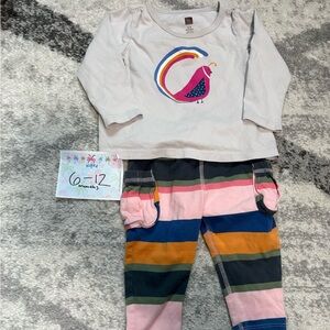 Tea Collection Cream Top and Striped Pants Set